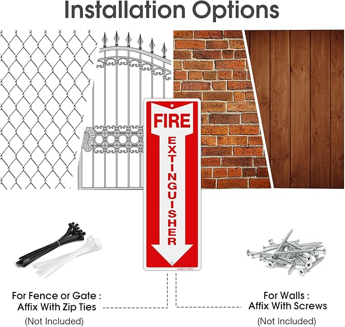 GicnKeuz Fire Extinguisher Sign, 12"x4" .040 Rust Free Heavy Aluminum, Reflective, Weatherproof and Fade Resistant, 2 pre-drilled holes, Easy to Install, Indoors and Outdoors Use (4-Pack)