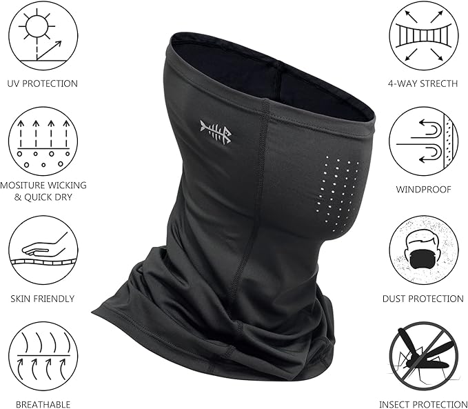 BASSDASH Neck Gaiter Mask UPF 50 Sun Protection for Men & Women, Fishing, Hiking, Outdoor