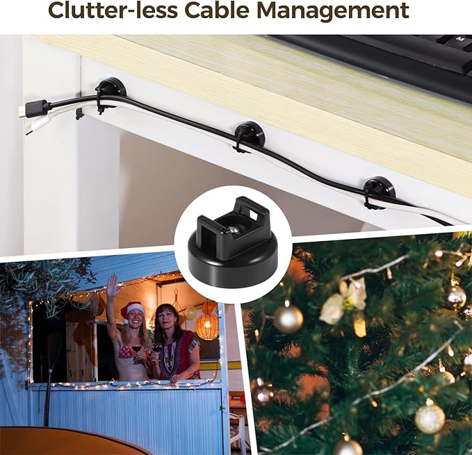 Magnetic Cable Zip Tie Mounts, 35 Pcs Magnet Bases with 200 Pcs Cable Ties, Multipurpose Wire Management Organizer for Desk PC Home Office, Adhesive-Free Cable Clips Holder
