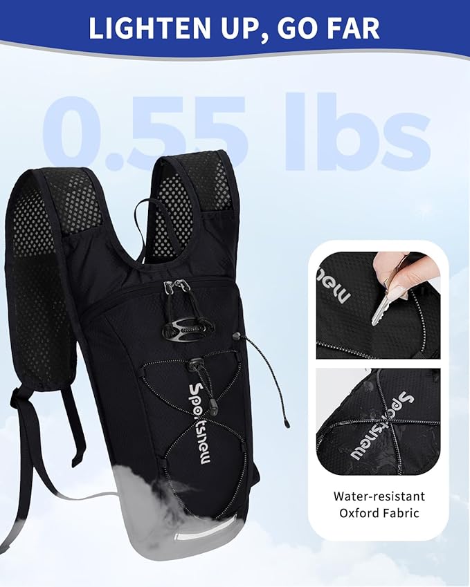sportsnew Hydration Backpack with 2L Water Bladder, 6L Lightweight Water Backpack for Hiking, Running and Cycling, Hydro Pack for Men Women
