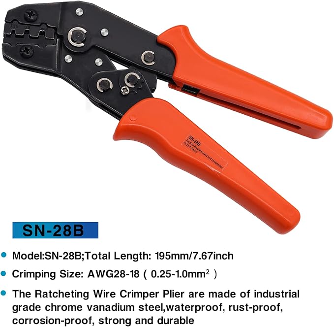Taiss Dupont Crimping Tool Kit with 600PCS 2.54mm Dupont Connector Kit SN-28B Ratcheting Wire Crimper Plier,1/2/3/4/5/6/7 Pin Housing Dupont Connector Male Female Pin Header Crimp Terminal AWG28-18