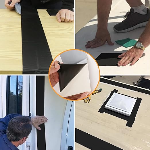 RV Roof Tape Black, 2 Inch X 50 Feet RV Repair Sealant Tape, Stop Camper Roof Leaks, UV-Resistant, Weatherproof and Reliable for Camper, Trailer, Boat (2In-50FT Black)