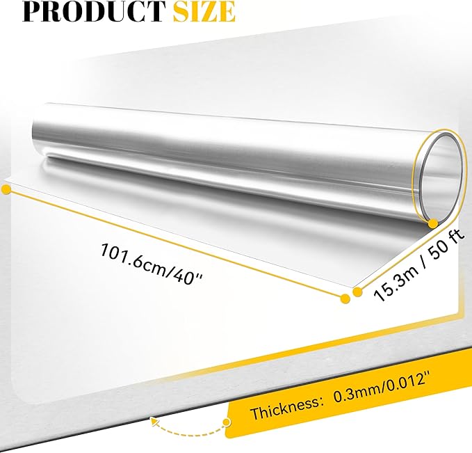40'' x 50' Aluminum Flashing Roll, 0.3mm Thickness Metal Roof Flashing Roofing Panels for Sealing Windows Doors Siding Roofing Stains Moss and Mildew Prevention