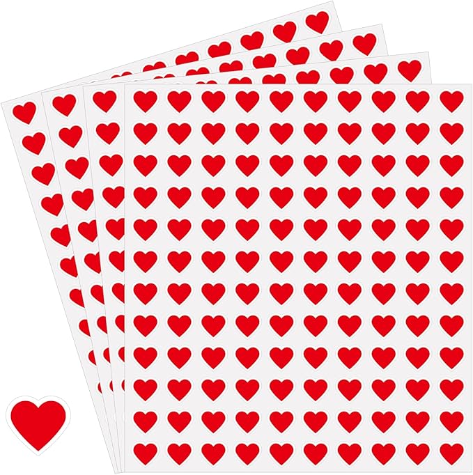 2400 Pcs Small Sticker for Kids,Heart Paper Decals,Self-Adhesive Stickers for Envelopes Scrapbook Gifts DIY Supplies,0.5in（Heart）
