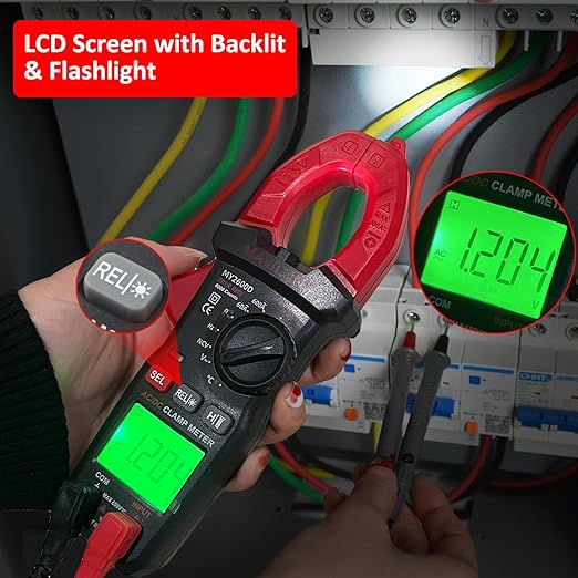 Digital Clamp Meter, Multimeter 6000Counts Volt Meter Auto-ranging Measures AC/DC Amp Clamp, NCV Non Contact Check Function (MAYILON MY2600D)