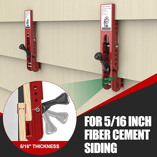 Siding Installation Tools, Siding Mounting Kit, Compatible with 5/16-Inch Fiber Cement, Lap Side Gauge/Clamps with Adjustable Reveals (Red)