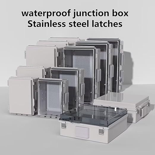 Electrical Junction Box, Ventilated Design, Cable Grommets, Indoor/Outdoor Use with Mounting Panel & Hinged Cover. Waterproof IP 65. (Grey Cover, 15.7"x11.8"x7.1")