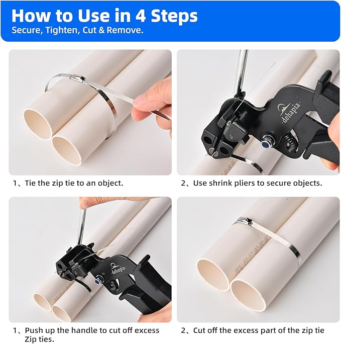 Heavy Duty Stainless Steel Cable Tie Gun Kit – 150 PCS 11.8" 304 Metal Zip Ties with Professional Tensioning & Flush Cutting Tool for Fence, Exhaust & Outdoor Use