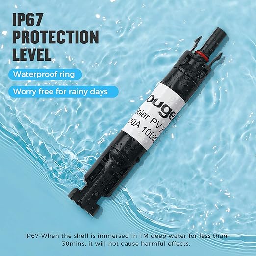 BougeRV 30A Solar Fuse Holder Inline, PV Inline Fuse Holder 30 Amp for Solar Panel and Controller, Waterproof Fuses Connector, Solar Surge Protection Device