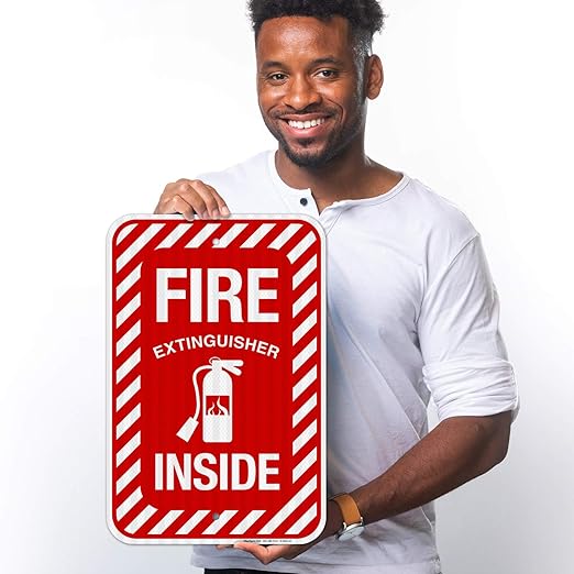Fire Extinguisher Inside Sign, Fire Safety Sign, 12x18 Inches, 3M EGP Reflective .063 Aluminum, Fade Resistant, Indoor/Outdoor Use, Made in USA