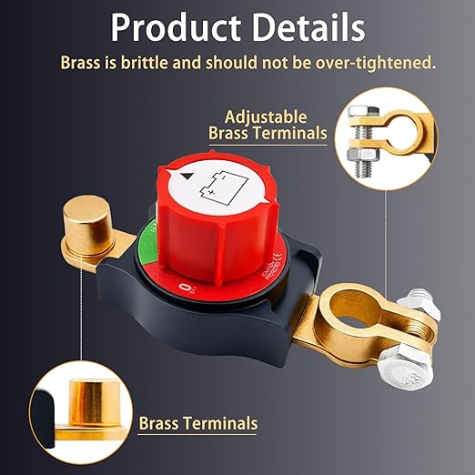 2025 New Top Post Battery Disconnect Switch,12-48V Car Battery Kill Switch,Suitable for 17-18 mm terminals,Battery Disconnect Switches are Mainly Used in Automobiles, Rvs, Boats, Solar Panels