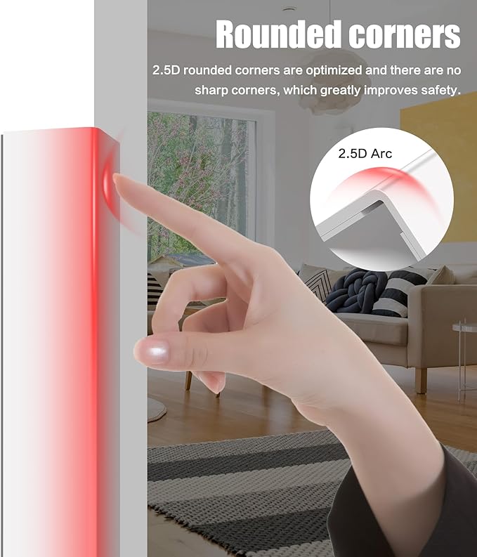 Wall Corner Protector, Walls Edge Protector，Self-Adhesive Wall Corner Guards,PVC Double Side Edge Protector， Furniture Stairs Guard (Pure White 2PCS 117cm/46in)