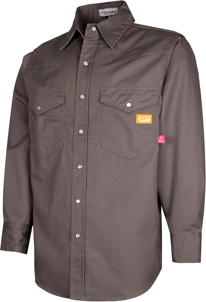 Titicaca FR Shirts for Men 6.5oz Lightweight Flame Resistant Button Down Work Shirt Fire Retardant Welding Shirt