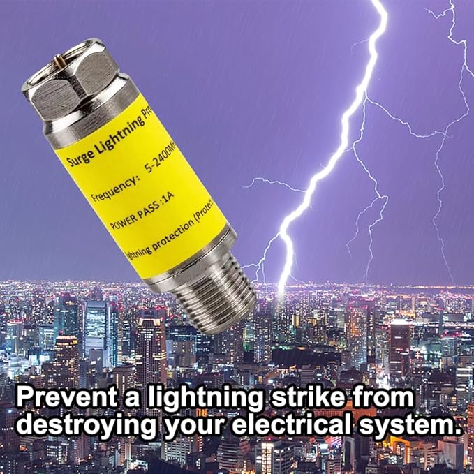 Coaxial Surge Lightning Protector for Cable TV,Surge Protector for TV Antenna and Satellite in-Line 75 ohm 5-2400MHz.
