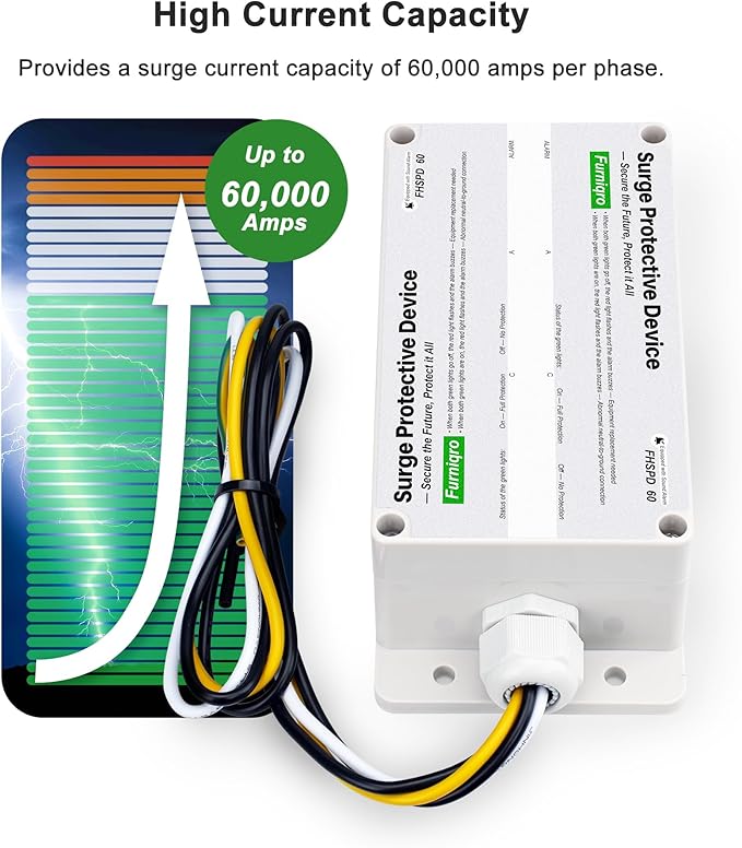 FHSPD60 Whole House Surge Protector FS60 Surge Protector Whole House Surge Protection Device Rated for 60,000 Amps, Whole Home Surge Protector, Indoor/Outdoor Use, 120/240V