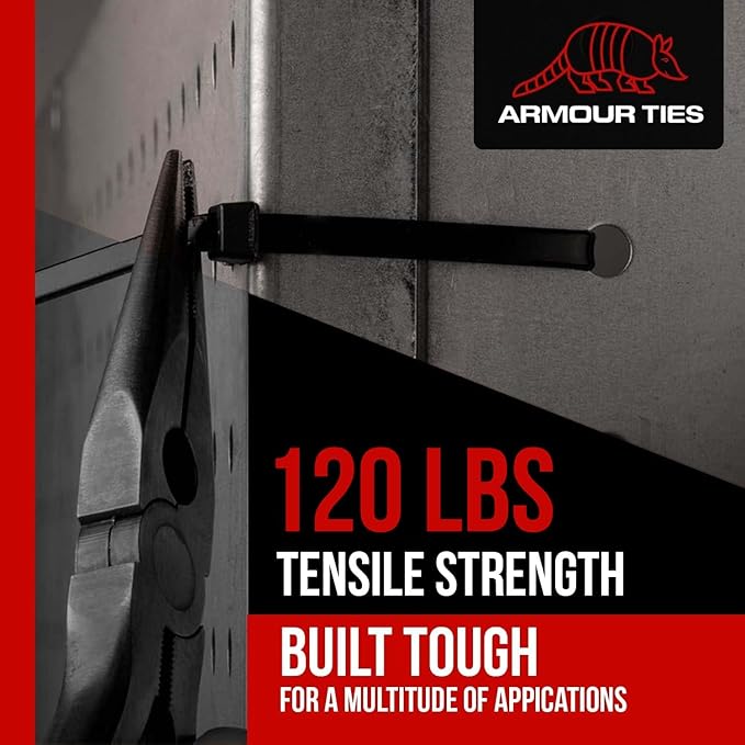 24-inch Black Zip Ties Heavy Duty UV Resistant Nylon Cable Ties, 120lb Tensile Strength, 100-Pack - Durable Wire Ties, Heavy Duty Tie Straps Indoor and Outdoor Cable Management Solution by ARMOUR TIES