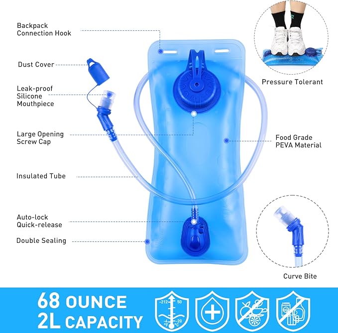 Rave Hydration Pack, Hydration Backpack with 2L Hydration Bladder, Festival Essential Water Backpack for Hiking, Running, Cycling, and Music Festivals