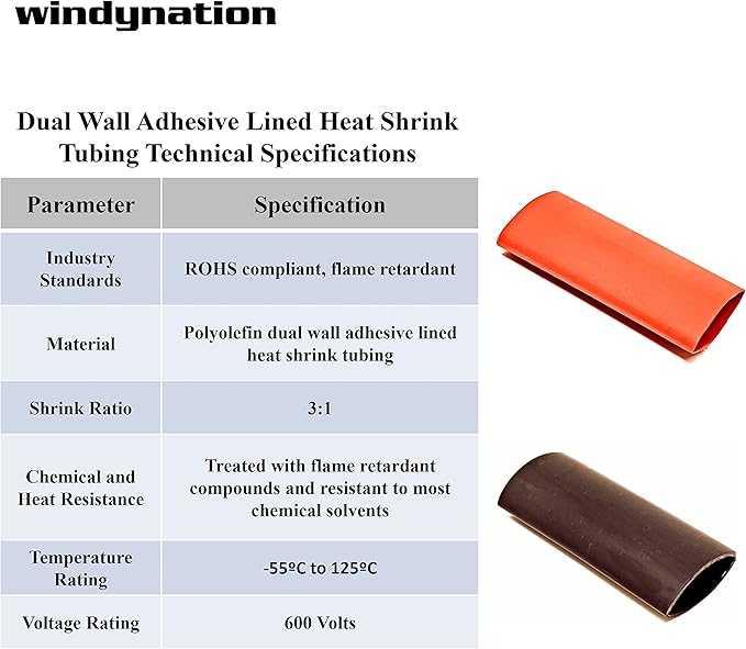 2 Gauge 3 Pairs Positive and Negative (+/-) Pure Copper Top Post Battery Cable Ends Terminal Connectors + Dual Wall Adhesive Heat Shrink Tubing - by WindyNation