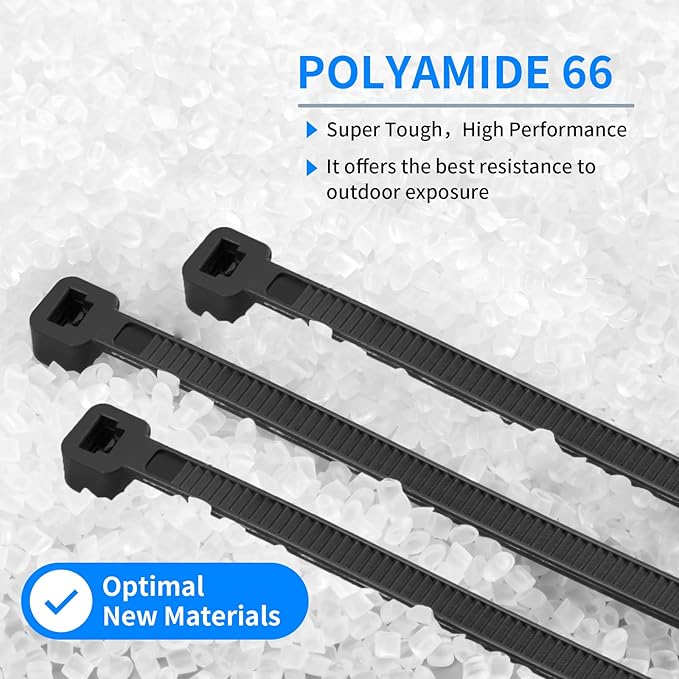 100PCS 20 inch Black Zip Ties 120LBS Tensile Strength Self-Locking heavy duty UV Resistant Cable Tie Wraps for indoor and outdoor use(black)
