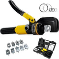 Hydraulic Crimping Tool 10 Tons 12 AWG to 00 (2/0), Battery Cable Crimper Tool with 9 Hexagonal Dies, Hydraulic Wire Crimping Kit for Wire Rope and Battery Terminal Lugs