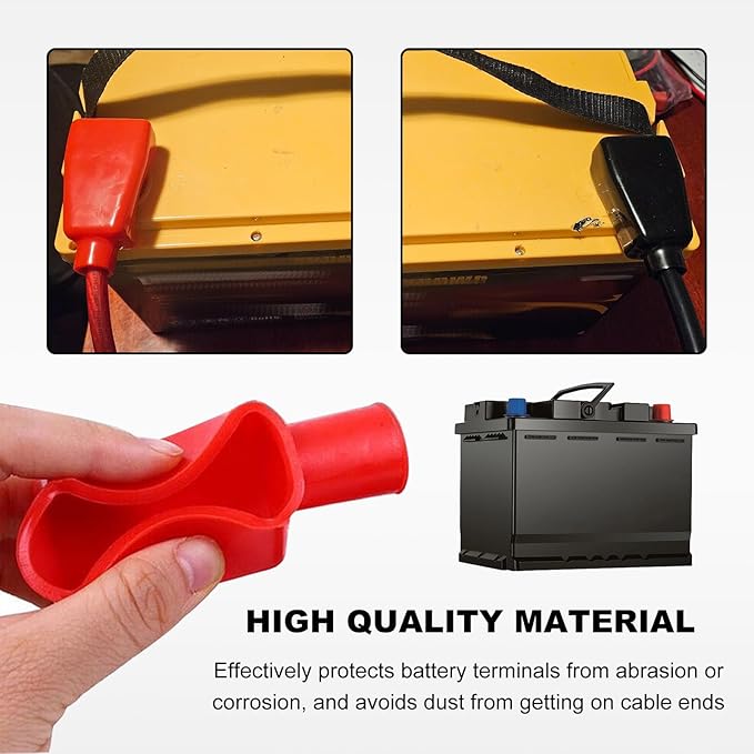 2PCS Battery Terminal Covers, Insulating Soft PVC Positive Negative Battery Cable Stud Cover, Flexible Battery Terminal Covers Stud Boots Protector for Car Truck Marine Boat