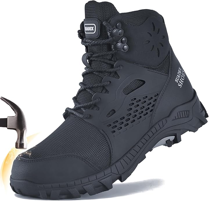 SUADEX Steel Toe Boots for Men Women Waterproof Arch Support Work Construction Indestructible Safety Boots