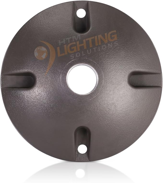 HTM LIGHTING SOLUTIONS 4 in. Round Weatherproof Electrical Junction Box Cover with 1/2 in. NPT Thread Outlet for Indoor/Outdoor Use – Landscape Accessories – Bronze