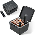 JJC 28 Slots AA Double A Battery Case Holder with Removable Battery Tester, Water-Resistant & Shockproof AA Battery Storage Box