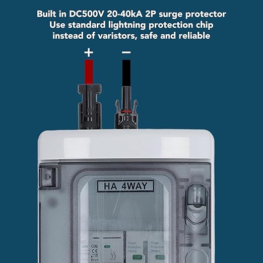 PV Combiner Box, Solar Disconnect Switch, Outdoor Breaker Box with DC500V 32A Circuit Breaker for Solar Panels System
