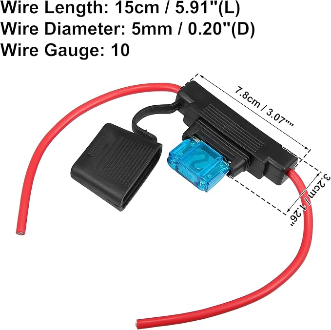 uxcell DC 12V 10 Gauge Car in Line ATC Blade Style Inline Fuse Holder with 60A Large Fuse