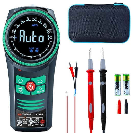 Xin Tester Digital AC DC Professional Multimeter Tester, TRMS 6000 Counts Rotary Dial Electrical Automotive Autoranging DMM 1000V NCV Volt Ohm Amp Meter, Capacitance Temperature Diode XT-R2