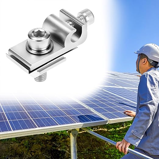 QWORK Grounding Tab 6.7-50 Pcs Aluminium Alloy Conductor Buried Connectors for Solar Panels, Grounding Clip, Ground Lug Compatible with Various Rail Types,