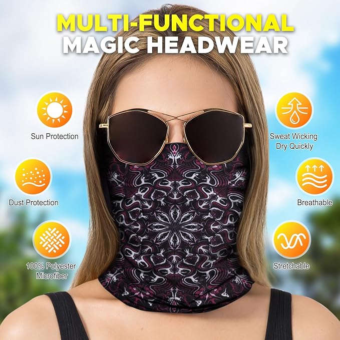 JOEYOUNG Headwear, Bandana, Neck Gaiter Head Wrap Headband Balaclava Magic Scarf