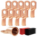 10pcs 2/0 Aw(00 Guage) - 1/2" (M12) Sanuke Wire Lugs Ring Terminal Connectors Ends Heavy Duty for Battery Cable Lug Wire Electrical Eyelets with 3:1 Dual Wall Adhesive Heat Shrink