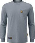 WORKWEYA Men's FR Shirts 6.5oz Lightweight Long Sleeve Flame Resistant T-Shirt NFPA 2112/CAT2