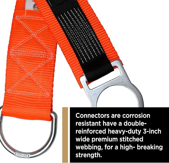 AFP 6’ Cross Arm Strap Premium Heavy-Duty Pass-Through Double Steel Ring OSHA/ANSI