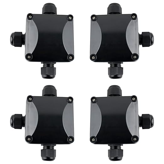 GWHOLE 4Pcs Waterproof IP66 Outdoor Electric Junction Project Box, 3-Way Cable Connectors Outdoor/External Electrical Light Junction Box for 6mm-10.2mm Cables