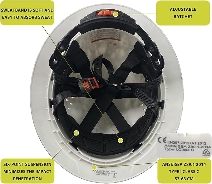 Hard Hat Full Brim Hardhats Safety Helmet Hydro Dipping HDPE ANSI Type Ⅰ Class C Certified ANSI Z89.1 Construction Work Industrial Vented