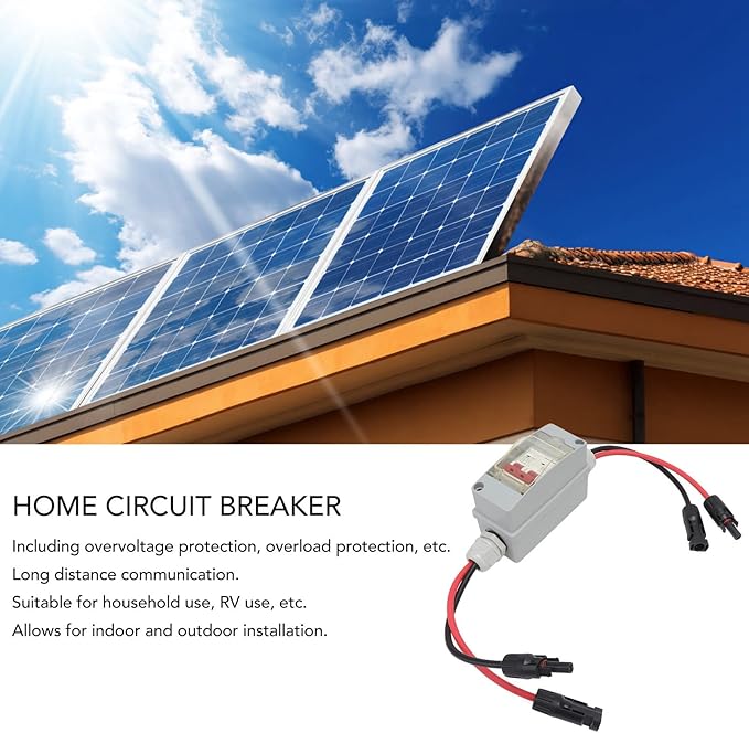 Solar Panel Disconnect Switch, 500V 32A DC Circuit Breaker IP65 Distribution Box Solar Isolator Switch (With Cable and PV Connector)