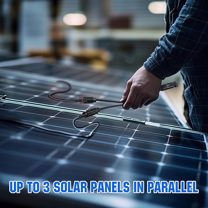 ECO-WORTHY 2 Pair Solar Connectors 30A Y Branch Parallel PV Adapter Cable Wire Plug Tool Kit for Solar Panel