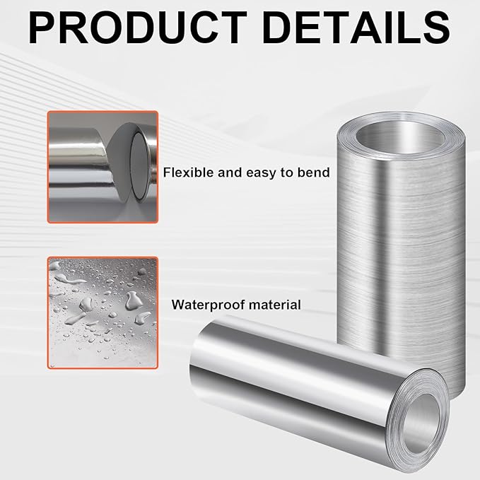 succulentlovers 8'' x 50' Aluminum Flashing Roll - Roof Flashing, 0.2mm Thickness Aluminum Roof Panels, Metal Roof Flashing for Sealing Windows Doors, Shed Weatherproofing Areas