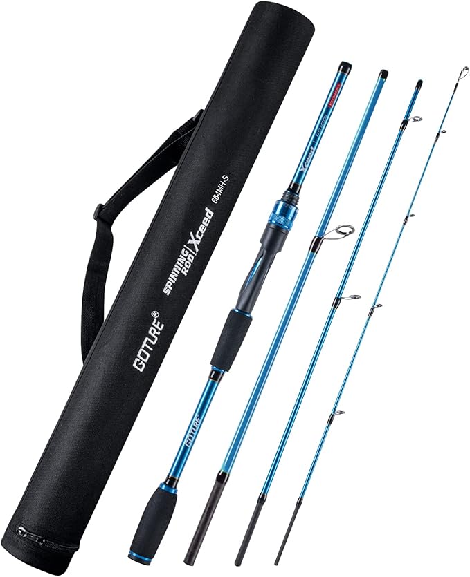 Goture Travel Fishing Rods, 4 Piece Fishing Pole with Case/Bag, Casting/Spinning Rod,Ultralight Fishing Baitcasting Rod 7ft for Saltwater Trout, Bass, Walleye, Pike