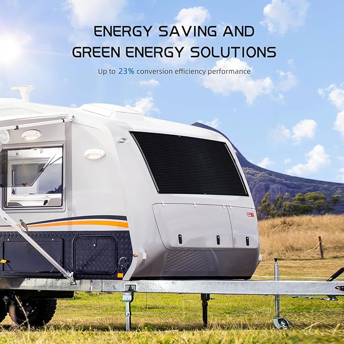 Flexible Solar Panel 150W Fiberglass Monocrystalline Lightweight Module for Off-Grid RV Boat Van Cabin Uneven Surfaces 12V Battery Charge (1)