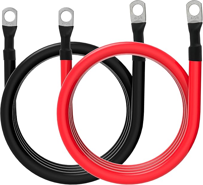 4 AWG Battery Cable 4AWG Gauge Battery Inverter Cables for Automotive Solar Marine Boat RV Car Motorcycle (4 AWG, 6FT, 3/8")