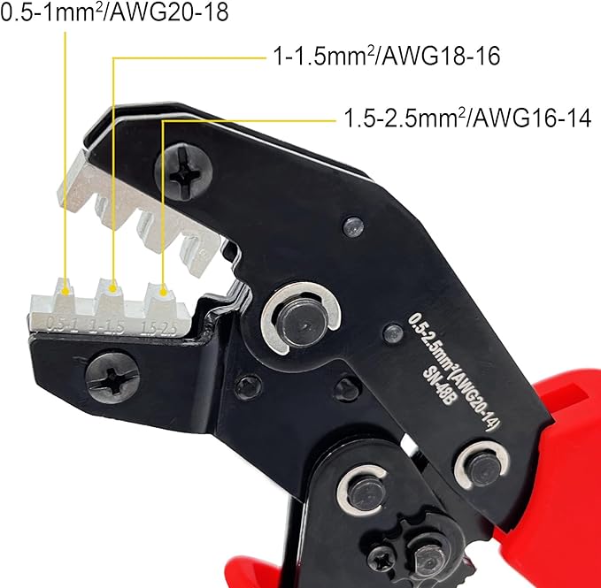 Crimping Tool with Ratchet, Ratcheting Wire Crimper Tool for Open Barrel Terminal Connectors, Electrical Crimping Tool, Crimping Pliers for 20-14 AWG