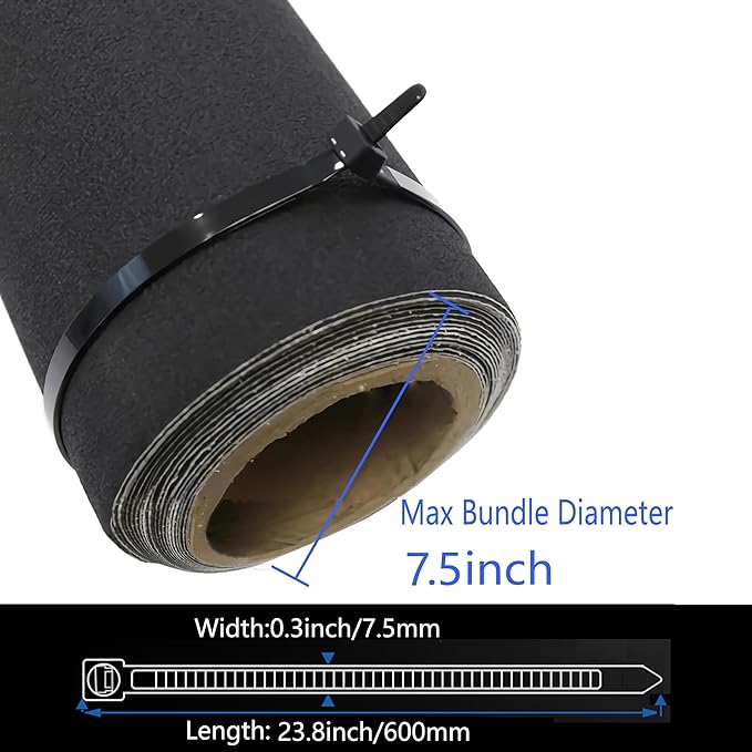 50 Pack Black Zip ties 24 Inch Heavy Duty Cable Ties 120lb Tensile Strength 0.3" Wide UV Resistant Zip Ties for Outdoor Indoor Use Electrical Wire