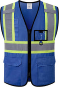 Hi Vis Reflective Safety Vest for Men Women with Multiple Pockets Mesh High Visibility Construction Work Vest,Meets ANSI/ISEA Standards(EK1-178-Blue-S)