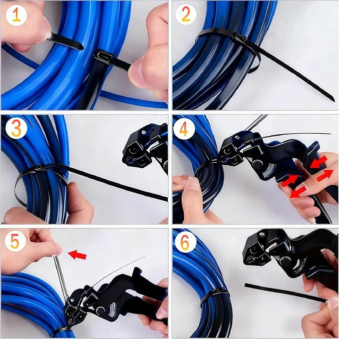 100PCS Heavy-Duty Metal Zip Ties with Cable Tie Gun for Fastening and Cutting, 11.8 Inch UV-Resistant Black Stainless Steel Ties for Fence, Pipe, Exhaust, Vehicle & Farm Use