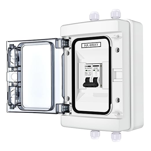 RICH SOLAR 60 Amp Outdoor Circuit Breaker Box 2 Poles Solar Isolator Disconnect Switch DC AC 400V