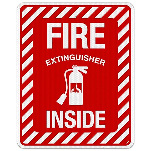 Fire Extinguisher Inside Sign, Fire Safety Sign, 24x30 Inches, 3M EGP Reflective .080 Aluminum, Fade Resistant, Indoor/Outdoor Use, Made in USA